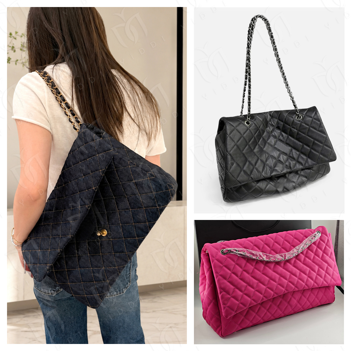Oversized Denim Flap bag Shoulder bag Designer CF Maxi Airline Flap bag Washed Denim Crossbody Handbag Large Capacity Messenger bag for Man Women Da