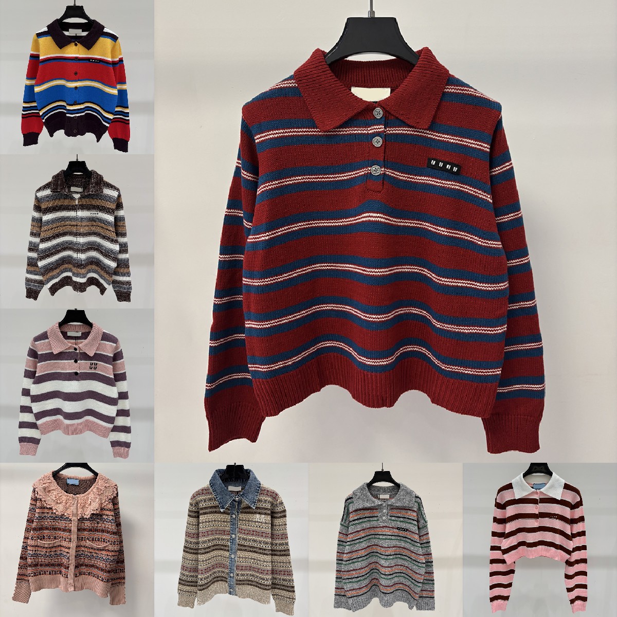 Pulls à col à revers Designer Femmes Couleur Blocée Casual Chaud Chemises Tricotées Automne Hiver Street Style Y2K Polyvalent Chic Chandails