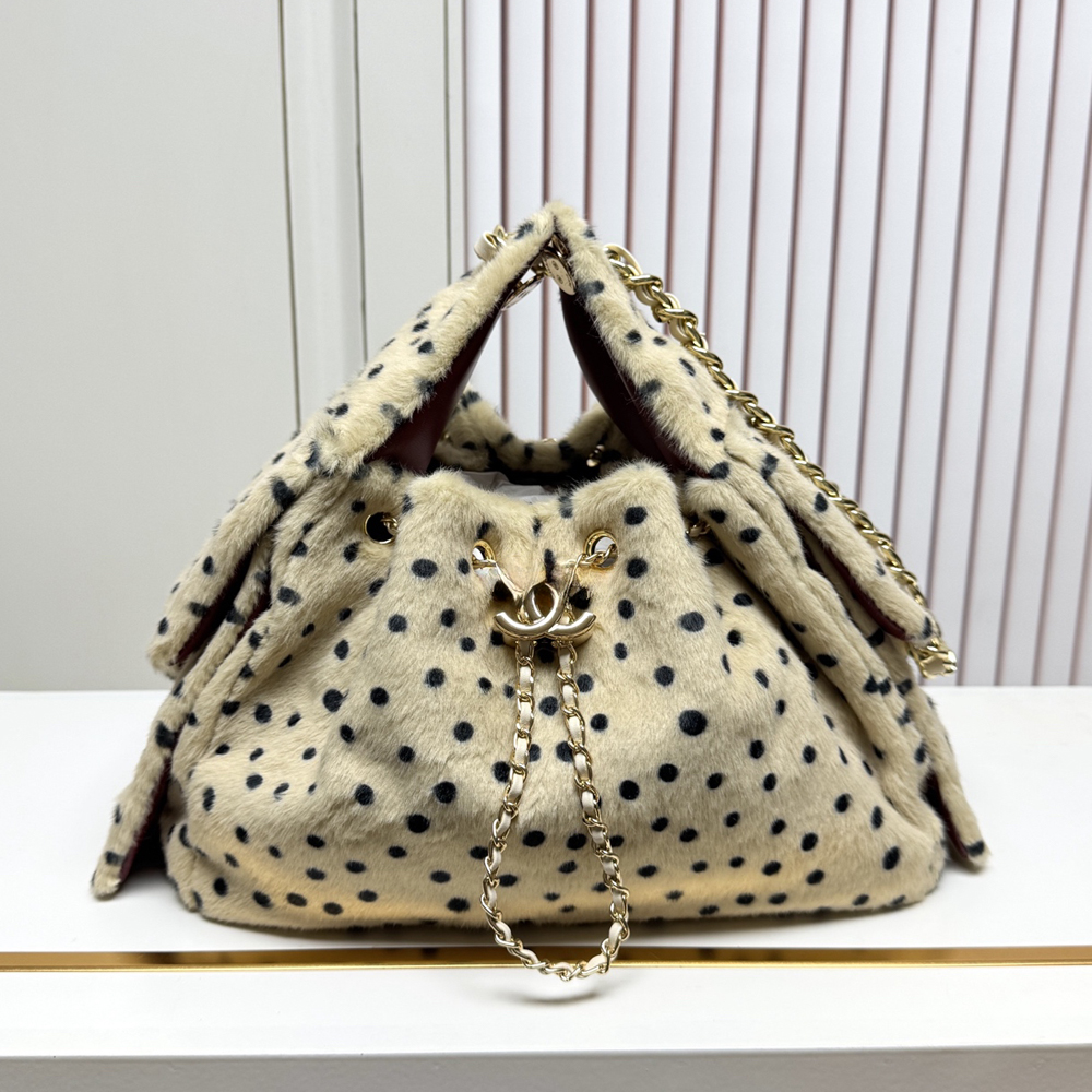 Winter Limited Edition Top-Quality Leopard-Print 25bag, Small, Short-Pile, Brown Spots, High-Quality Shoulder Bag, Tote Bag