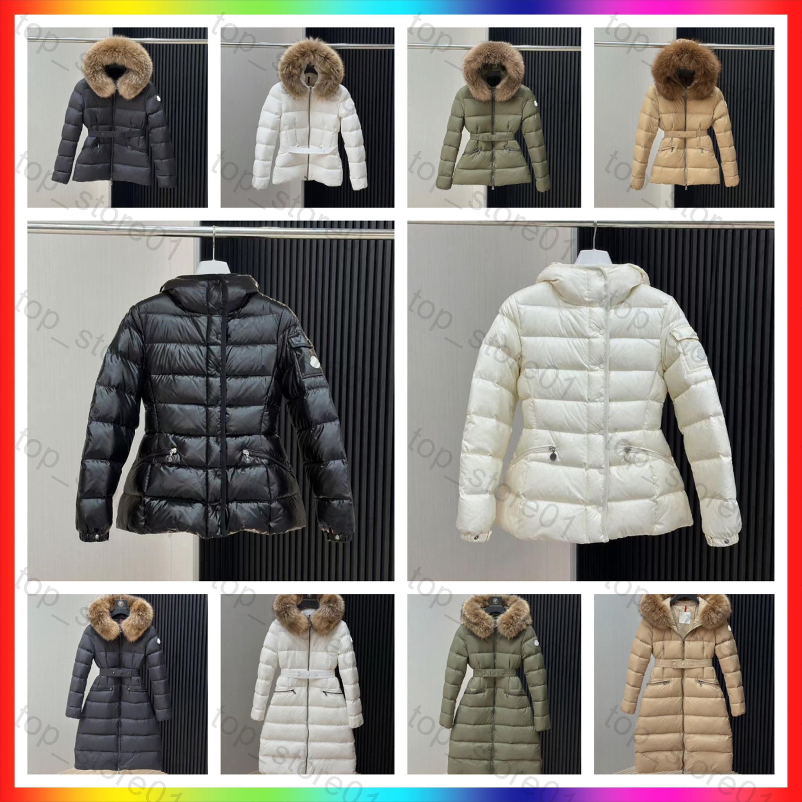 7A 2026 Womans Coat Designer jacket winter boed short down jackets fur coats Puffer jacket Long parkas with belt lady embroidered badge hooded puffe