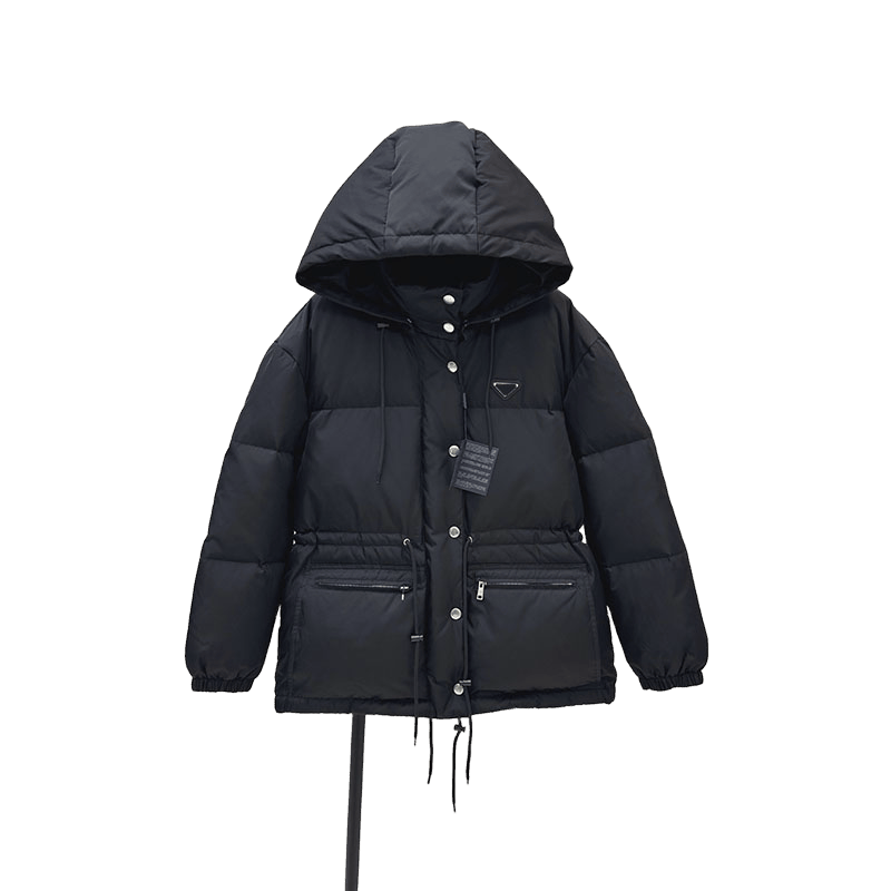 New designer women's winter fashion trend classic high-quality retro leisure multifunctional jacquard letter retro nylon waist hood hooded wome