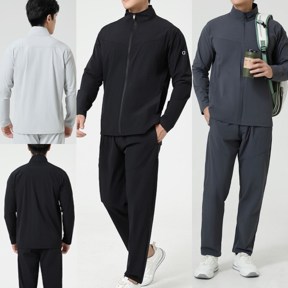 A3162 Men's Quick-drying Yoga Jacket Leisure Collar Zipper Long-sleeved Jacket or Fitness Running Wide Leg Pants Outdoor Fitness Suit
