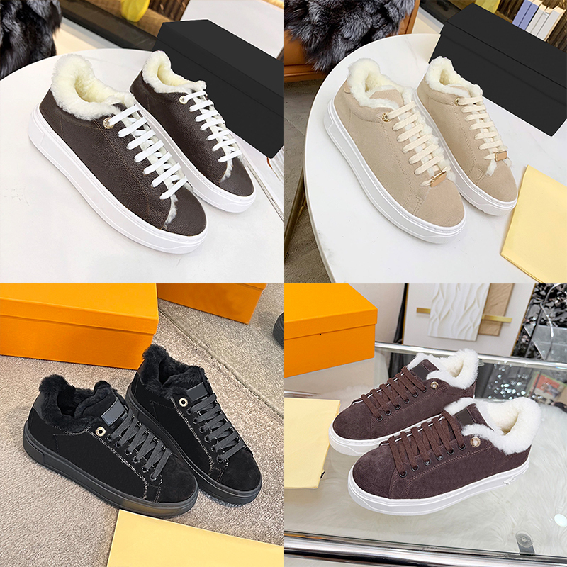 Top Quality Woman Chunky Shoes Time Out Sneaker Platform Sneakers Shearling Lined Leather Cozy Comfortable Winter Wear Trainers Daily Shoes 1210