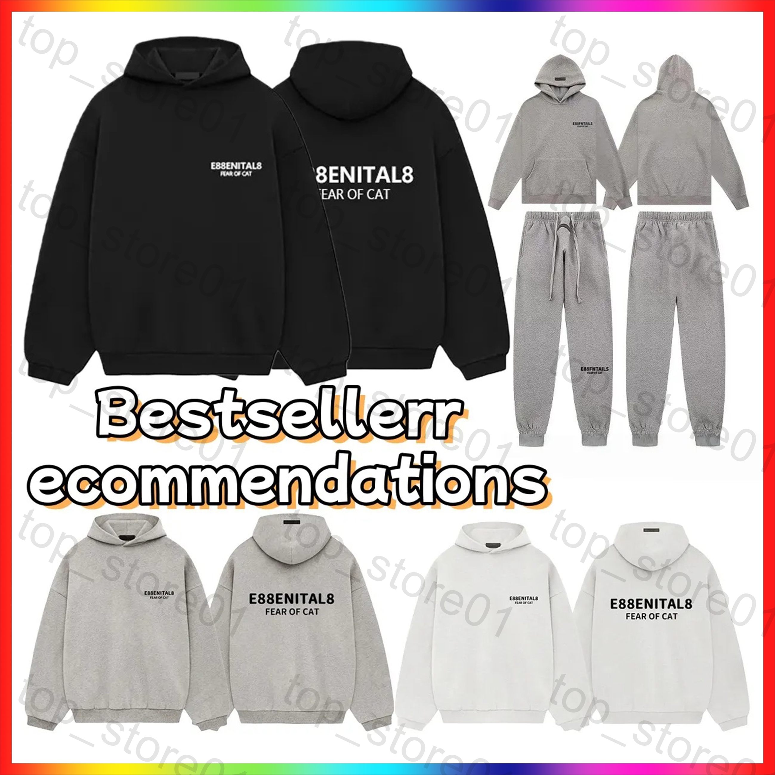 Designer Hoodies mens essential Tracksuit 3D Silicon Reflective Letter shorts Oversized essential hoodie Sweatshirts Casual Sweatpants Couples Loose
