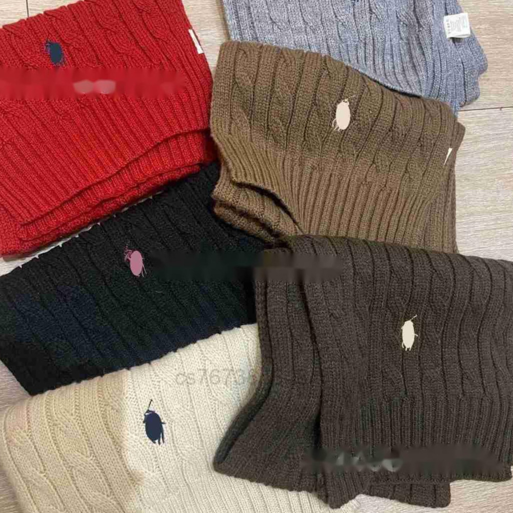 Scarves Scarves Wool Knitted Designer Scarves For Women Men Winter Versatile Thickened Warm Scarf Solid Color Burgundy POLO 10.22