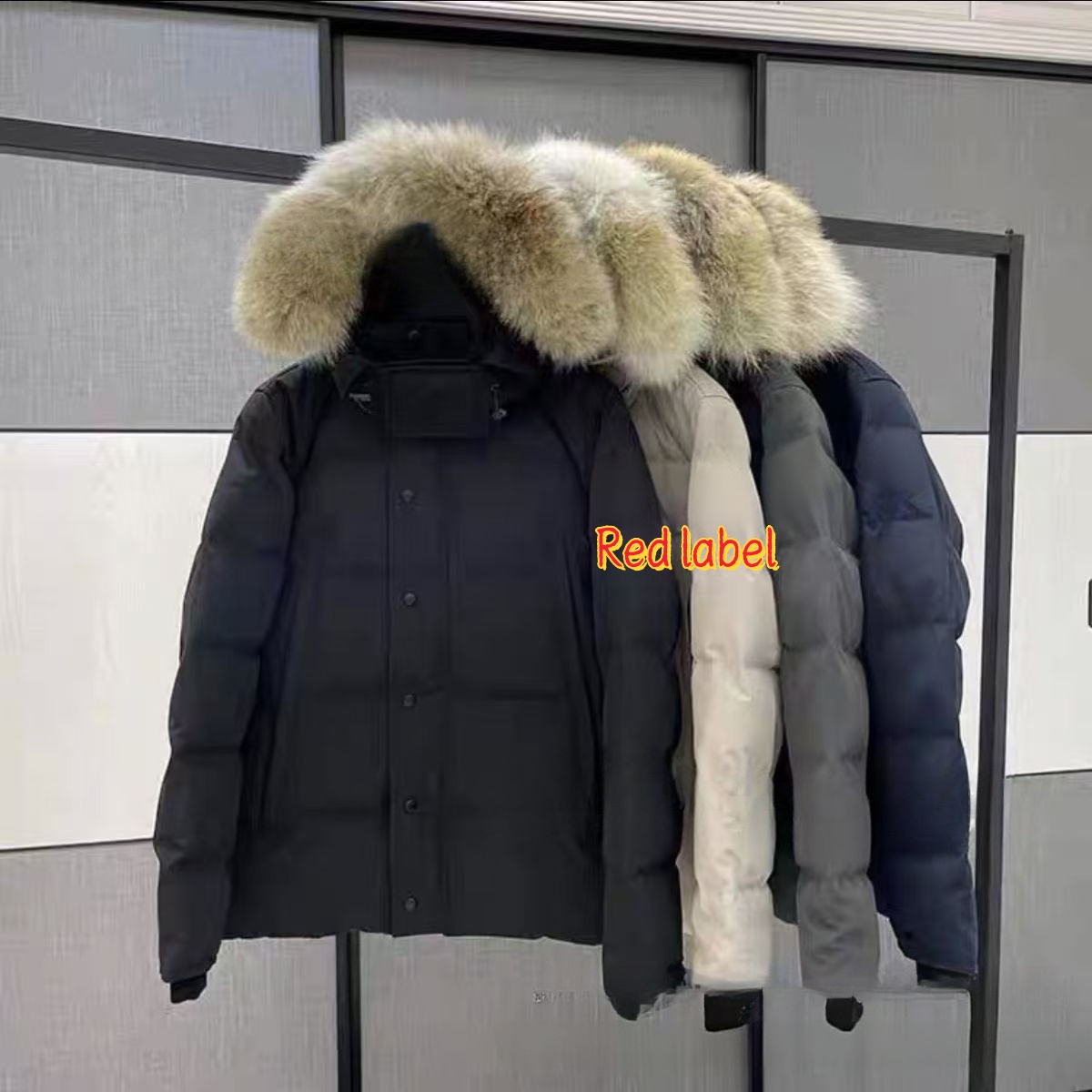 Parka à capuche et col en fourrure pour homme, épaulette coupe-vent, Badge de styliste, veste chaude pour vêtements de sortie d'hiver