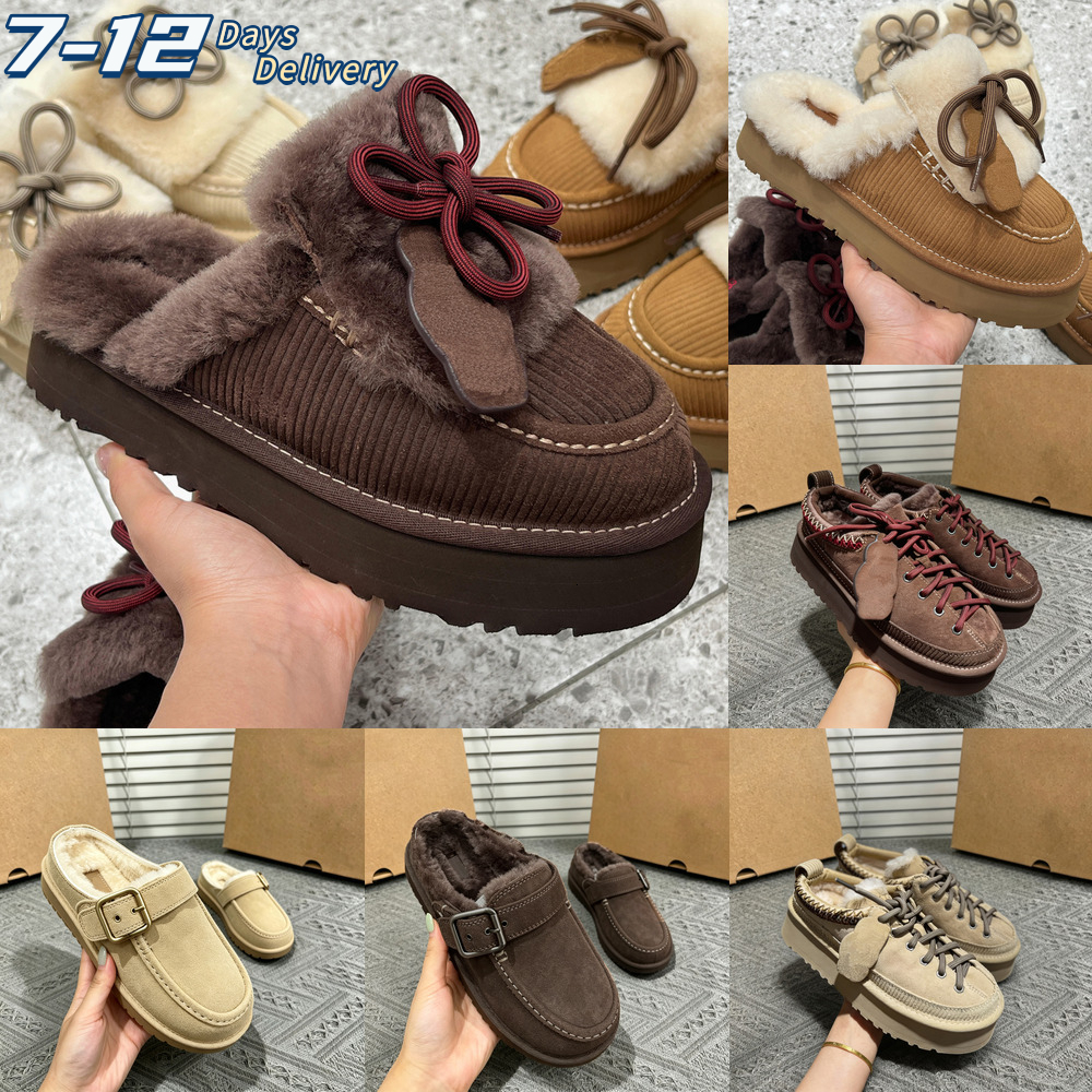 2026 New designer boots womens platform booties winter boot Tasman Slippers Tazz mustard eed Chestnut Sand Fur Slides Sheepskin snow warm Bowtie Sli