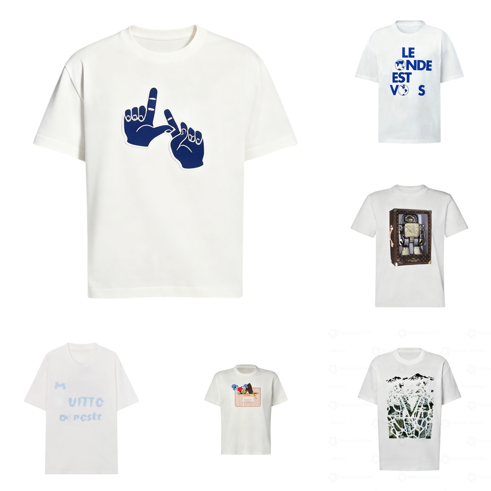 2026 AAA Mens Designer Loius Vuiltton T-shirts Mode Tshirt Hommes Designer Chemise Pour Homme Luxe Top Marque Chemise Crew Lousi Vulton Chemise É