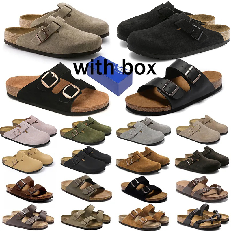 Free Shipping birk with box birkinstoks designer sandals burkingstock boston clogs men women black brown light blue sude leather mens slides outdoor