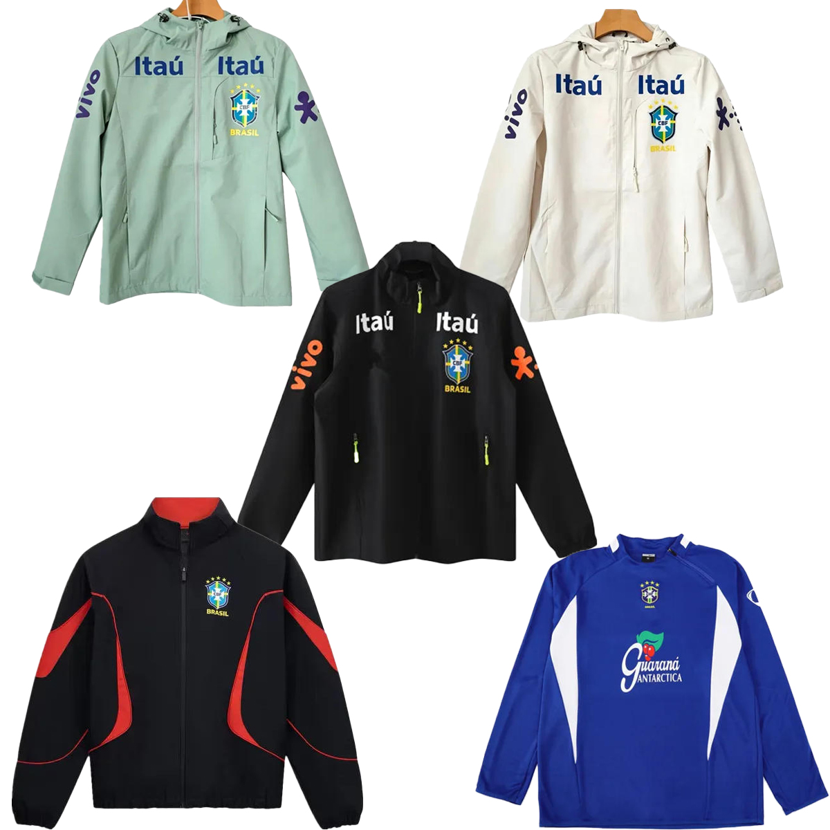 24 25 26 NEYMAR VINI JR 2025 2026 Survetement d'entrainement Maillot de Football Equipe Nationale du Brésil 2025 Veste imperméable JESUS Survêtem