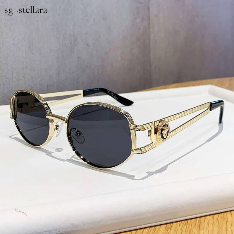 Luxury Brand Designer New Retro Metal Oval Small Frame For Men And Women With High End Hollow Out Temple UV Protection Sunglasses Hot