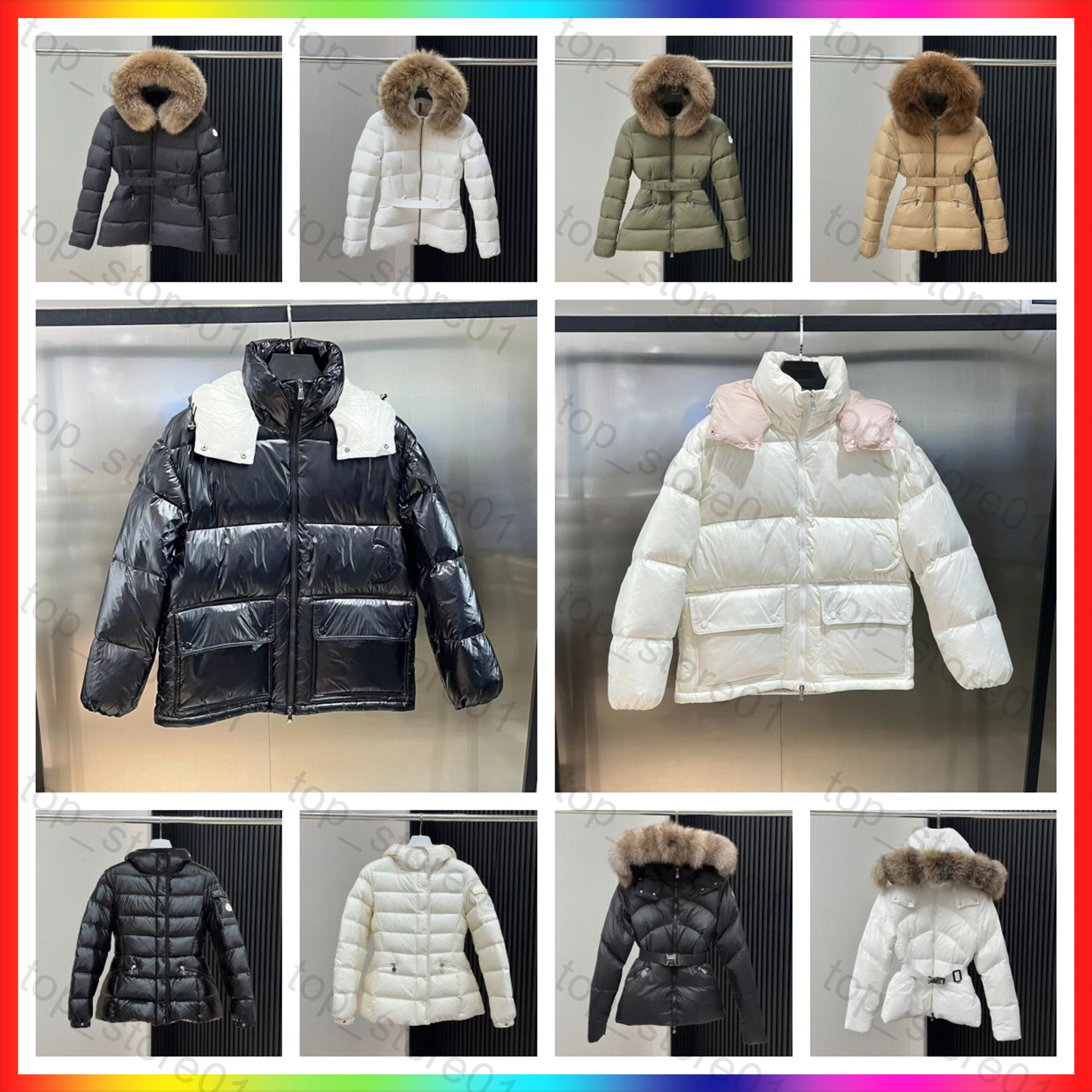 7A 2026 Womans Coat Designer jacket winter boed short down jackets fur coats Puffer jacket Long parkas with belt lady embroidered badge hooded puffe