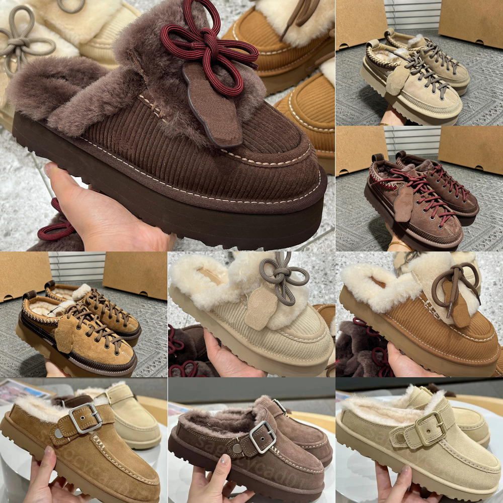 2026 designer boots womens platform booties winter boot Tasman Slippers Tazz mustard eed Chestnut Sand Fur Slides Sheepskin snow warm Bowtie Slipper