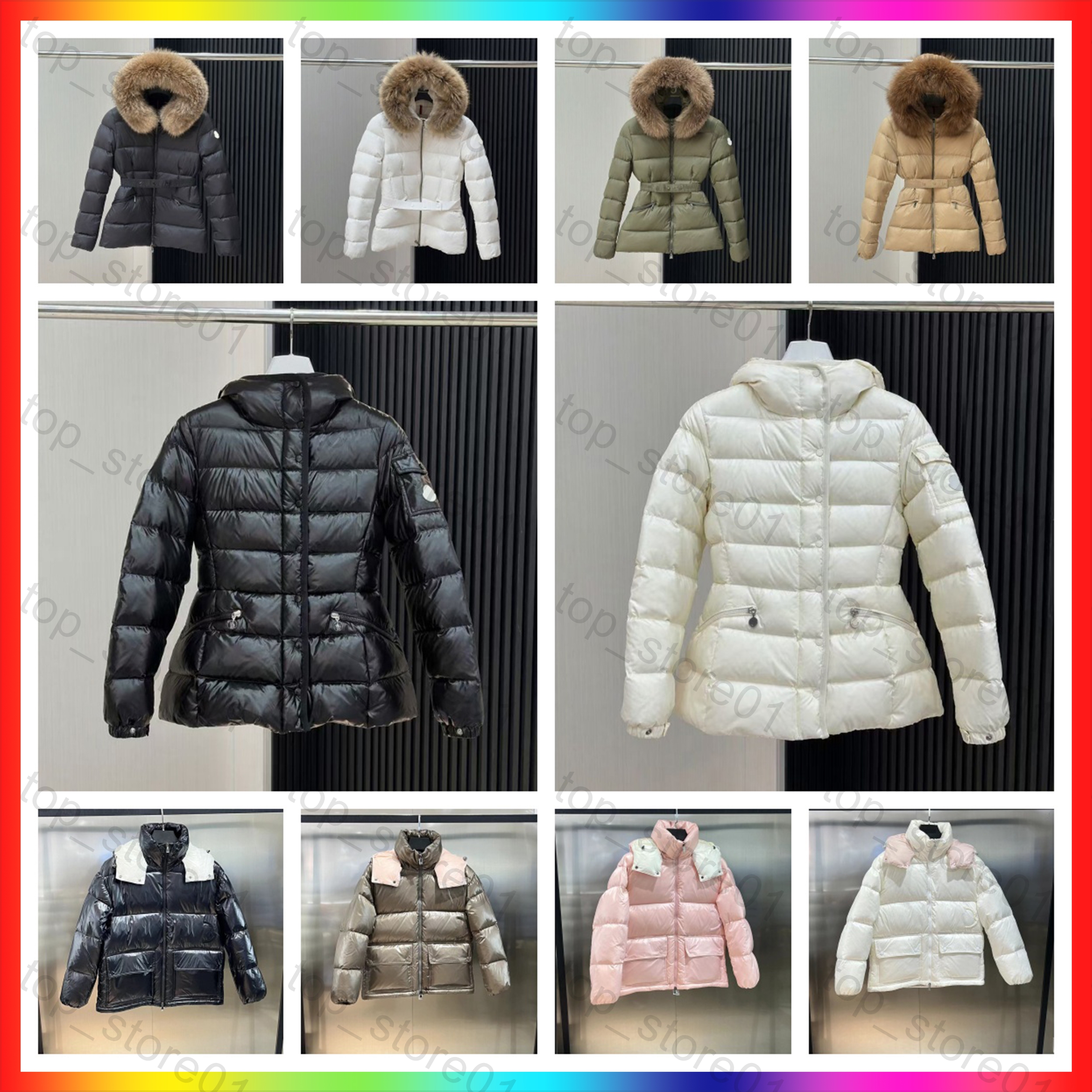 7A 2026 Womans Coat Designer jacket winter boed short down jackets fur coats Puffer jacket Long parkas with belt lady embroidered badge hooded puffe
