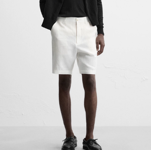 Short d'été en lin pour hommes, décontracté, jambe droite, couleur unie, taille moyenne, tenue quotidienne
