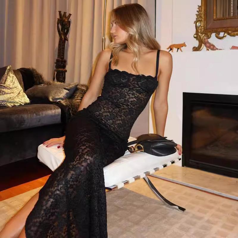 Designer Women Sexy Sheer Lace Off Shoulder Bodycon Party Dress Sleeveless Slim Fit Evening Clubwear Black Wine Red S-XL