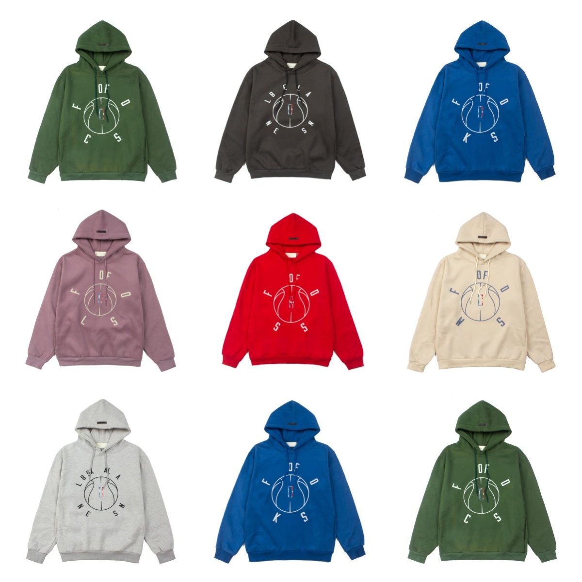 2026 Trendy FOG Autunno Joint All Star Basketball Team Lettera stampata in cotone sciolto americano per uomo e felpa da donna
