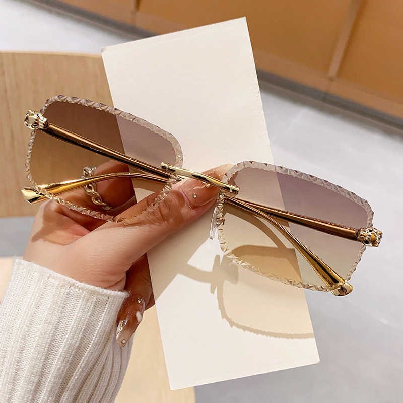 2026 new frameless cut-edge square-shaped leopard print sunglasses men's driving sunglasses trendy sunglasses for women T261023