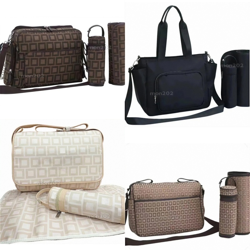 Free Shipping Trendy Letter Print Mother Diaper Bag Water Resistant Multi Functional Crossbody Bag Spacious Baby Outing Shoulder Bag For Daily Trave