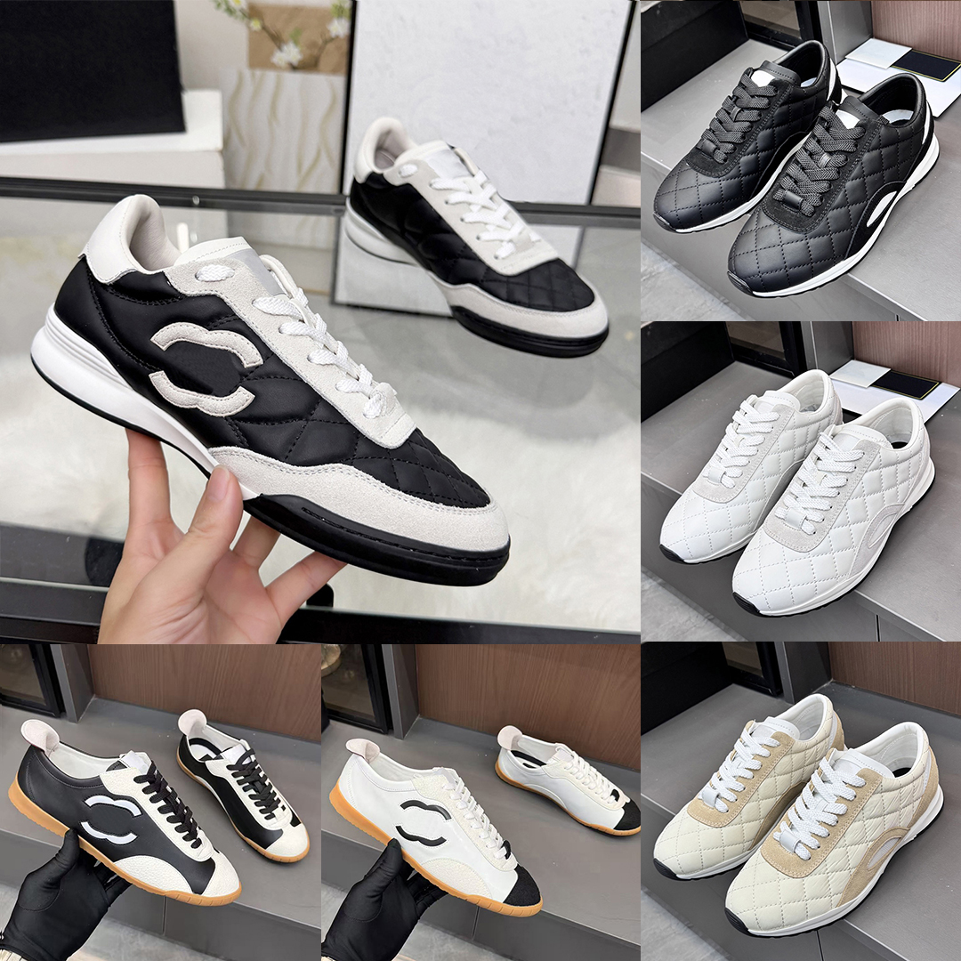 Designer luxury retro german 26p trainer sneakers black white patchwork leather cc logo low top flat casual walking shoes gum sole fashion couple sh