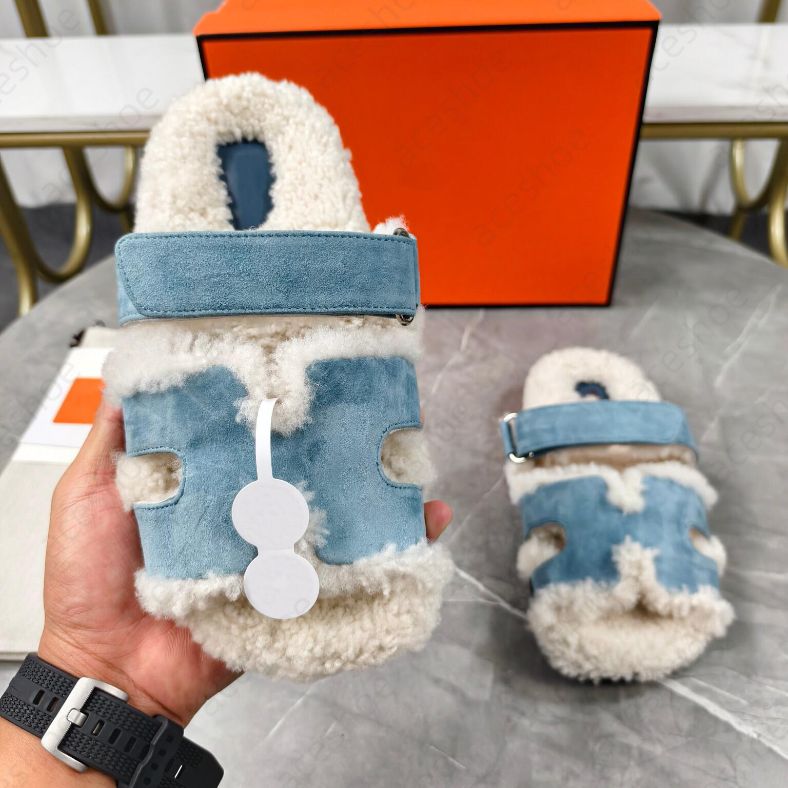 Designer Teddy Shearling Slides Oran Sandal Women Shearling Mules Comfort Winter Fall Teddy Wool Slippers Flatform Fluffy Furry Slipper Sandals