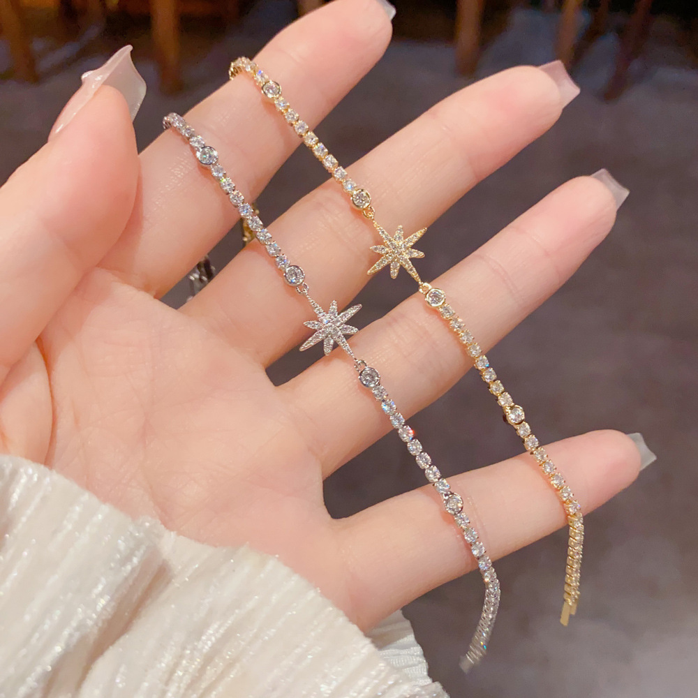 Bracelet à boucle étoile en Zircon, exquis, à la mode et polyvalent pour femmes