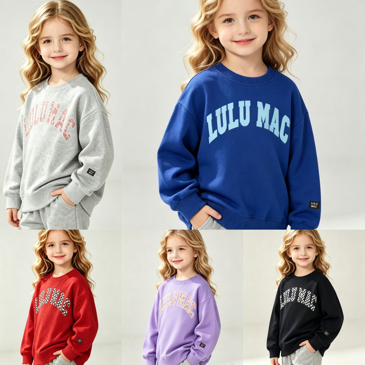 L6478 MAC Girls' Round Neck Printed Hoodie Loose Fit Casual Long Sleeve Coat Kids Sweatshirts Fitness Pullover Sports Top