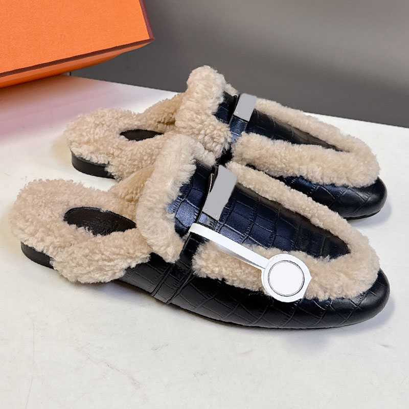 Oz Mule Designer Fashion Sandals Womens Winter Sandals High quality cowhide leather upper soft comfort Ecru shearing insole lining sandals Classic b
