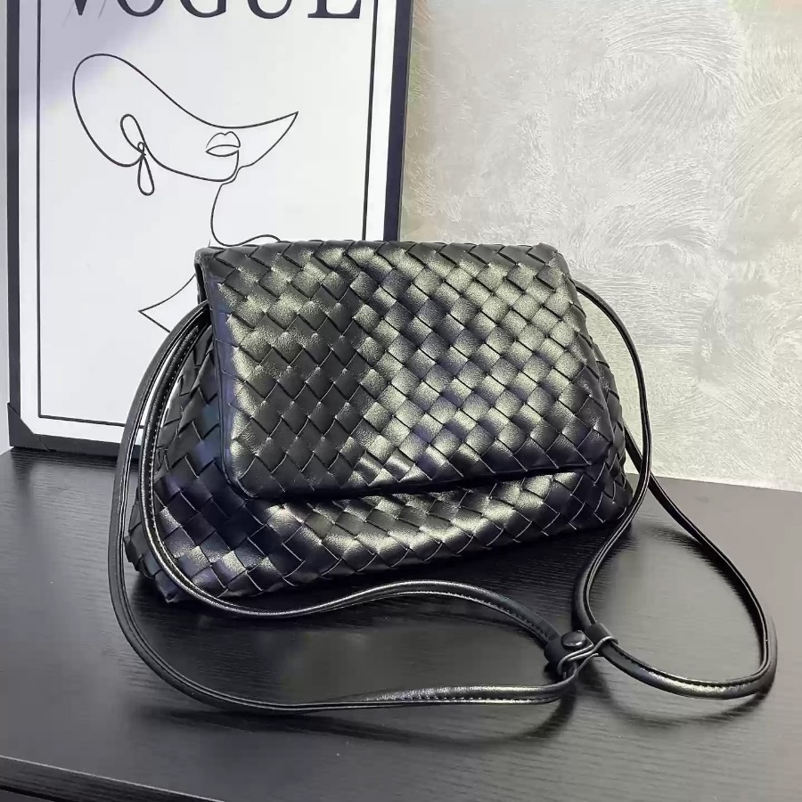 Sac à rabat en cuir PU souple pour femmes, sac à bandoulière à motif tressé, sac à bandoulière minimaliste pour les déplacements quotidiens, 371