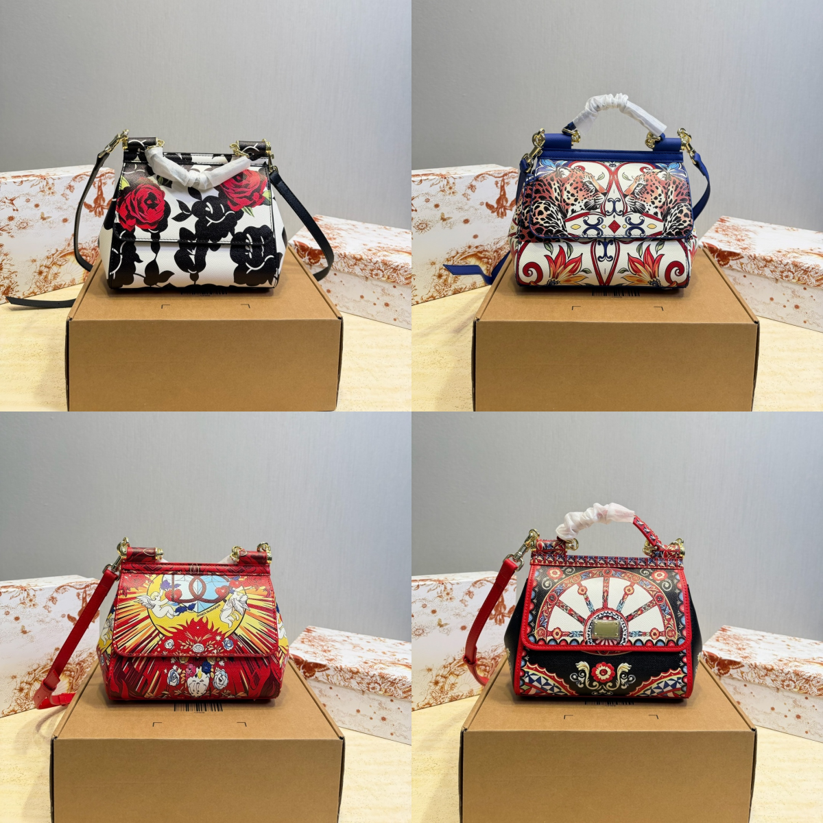 Luxurys Designer Bags Women Sicily Style Shoulder Bag Carretino Print Leather Flap Tote Luxury Majolica Tile Top Handle Purse Baroque Crossbody Hand