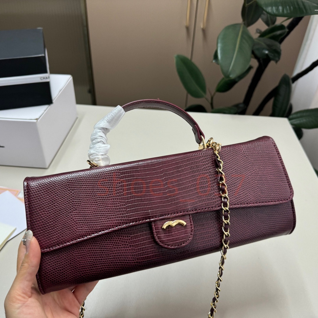 Designer Luxury Long Clutch Bag Woven Metal Chain Shoulder Bags Crocodile Lizard Grain Top Handle Crossbody Handbag Evening Messenger Purse Card Hol