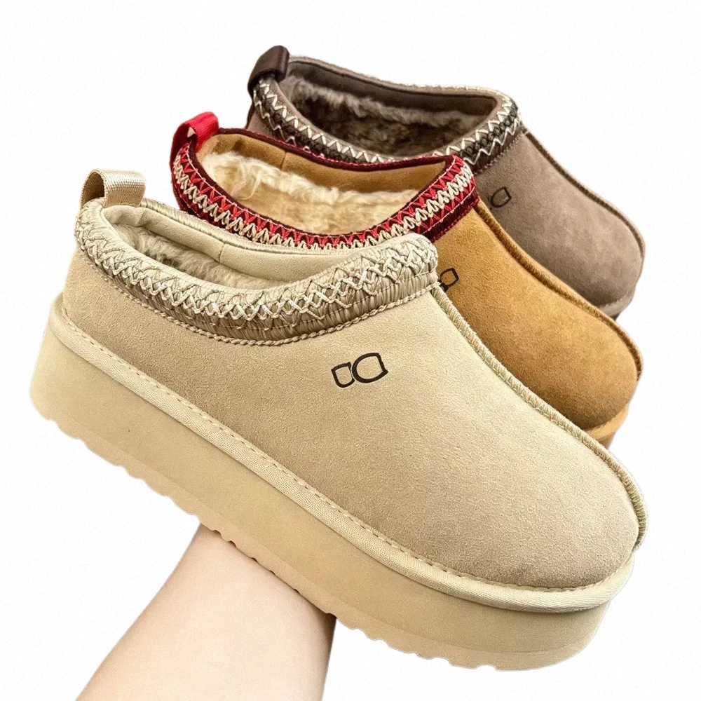 tasman Slippers Woman Tazz Chestnut Fur Slides Sheepskin Shearling Tazz Slippers Mules Men Ultra Mini Platform Boot Slip-on Shoes Suede Upper Comfor