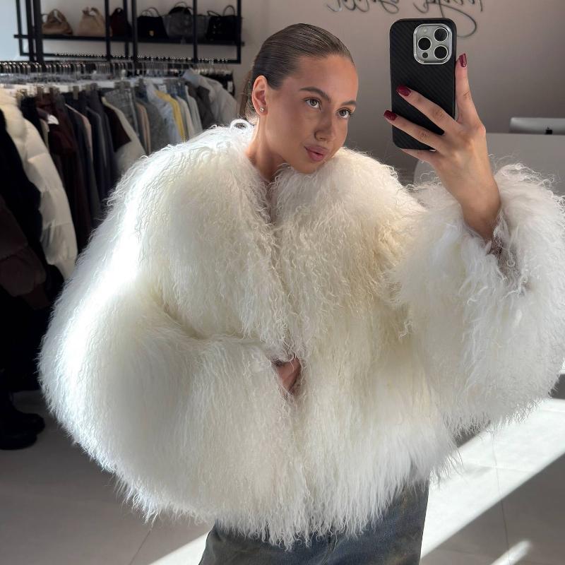 Manteau en fausse fourrure pour femmes, Streetwear court, veste à revers moelleuse avec poches, grande taille S-4XL, vêtements d'extérieur mode a