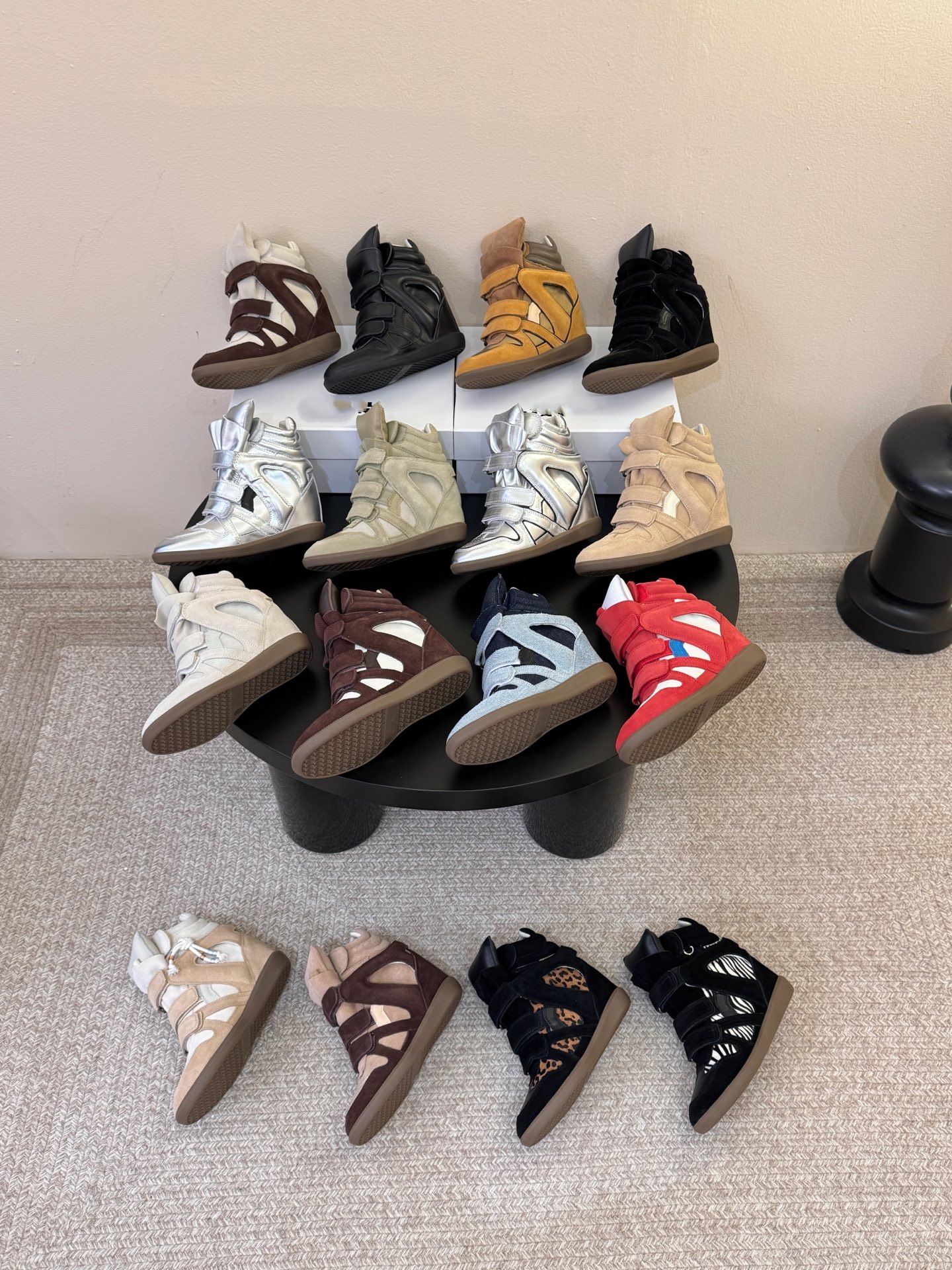 Baskets compensées pour femmes, bottes en cuir suédé de vache, chaussures montantes doublées en peau de mouton, chaussures de Style urbain avec s