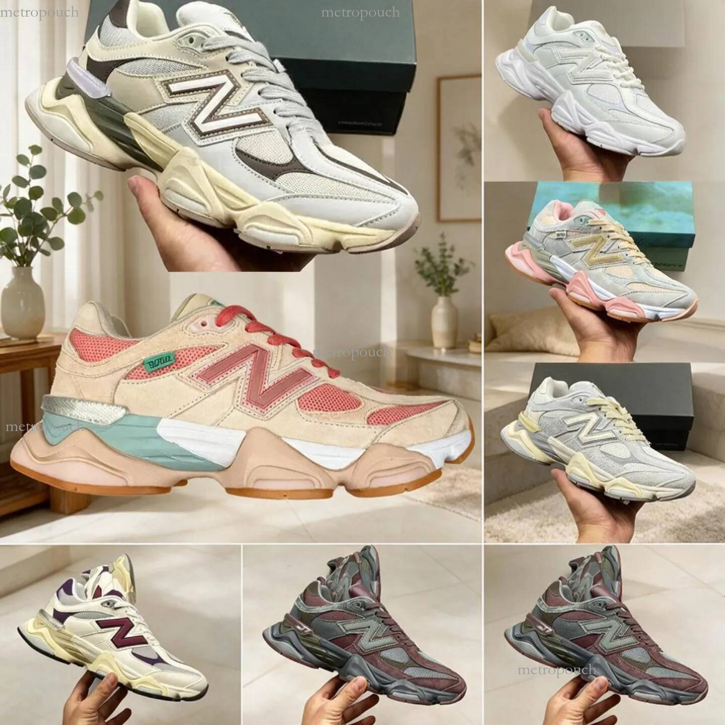 3A designer shoes sneakers Unisex Layered Chunky 9060 running Sneakers Mesh Suede Mixed Upper Thick Sole Casual Fashion Walking Shoes Balancely 9060