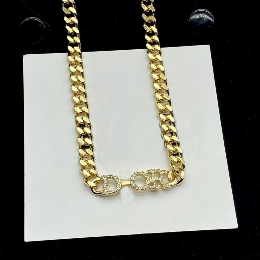 Pendant Necklaces Gold Color Luxury Designer Necklace Bracelet Classic Letter Pendant Necklace Thick Chain Brass Fashion Set For Women Girls gift AA