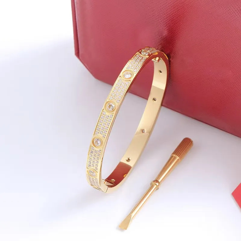 Classic 3 Rows Full Pave CZ Bangle, Screw Design, Multi Colors, Unisex Couple Bracelet Wholesale