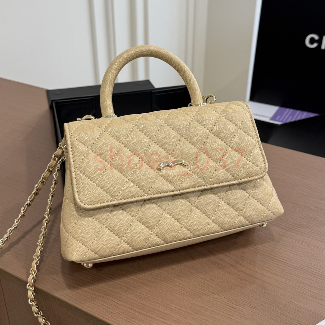 Luxury Designer Quilted Flap Bags Caviar Leather Top Handle Shoulder Crossbody Bag Classic Gold Chain Handbags Ladies Evening Party Tote Purse Walle