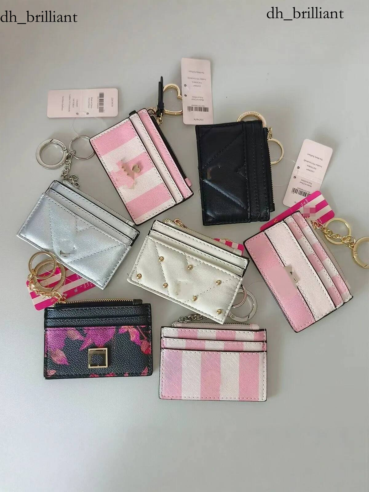 Porte-clés de styliste en cuir PU pour femmes, porte-cartes, porte-monnaie rayé, petit portefeuille à la mode, cadeau de noël, tendance