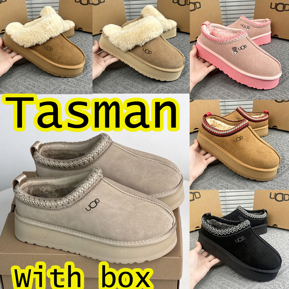 2026 Tazz Slippers Tasman Platform Disquette Scuffette Australian Boots Sliders Designer Sandal Women Men Mustard Ultra Mini Chestnut Genuine sheeps