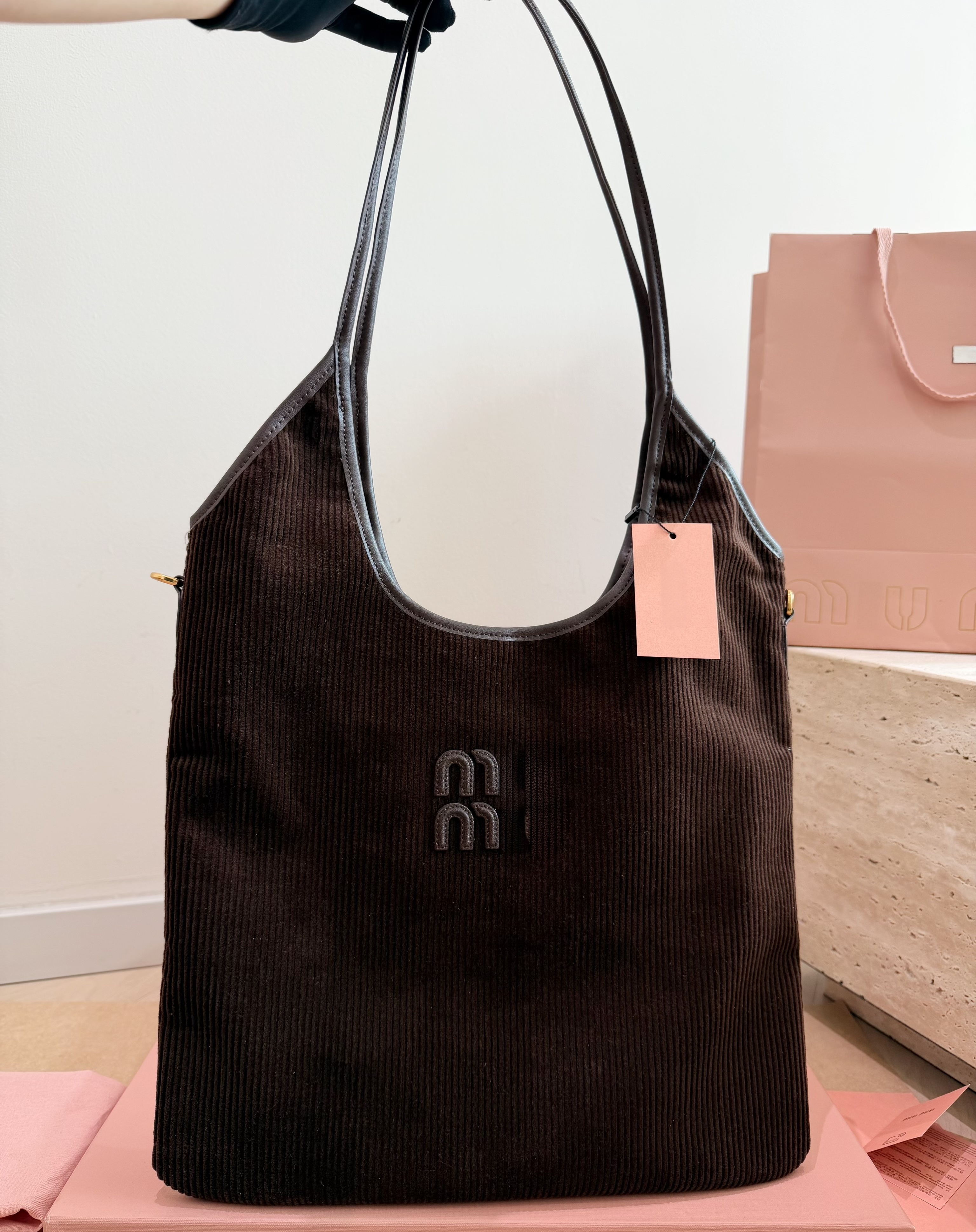 Luxurys Designer Bags Women Genuine Leather Shoulder Bag Brown Ivy Tote Large Capacity Knot Corduroy Shopper Purse Rope Charm Decor Top Handle Handb