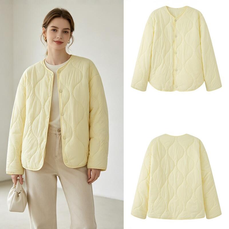 Veste matelassée matelassée pour femme, vêtement d'hiver de styliste, col rond, ample, décontracté, manches longues, Streetwear
