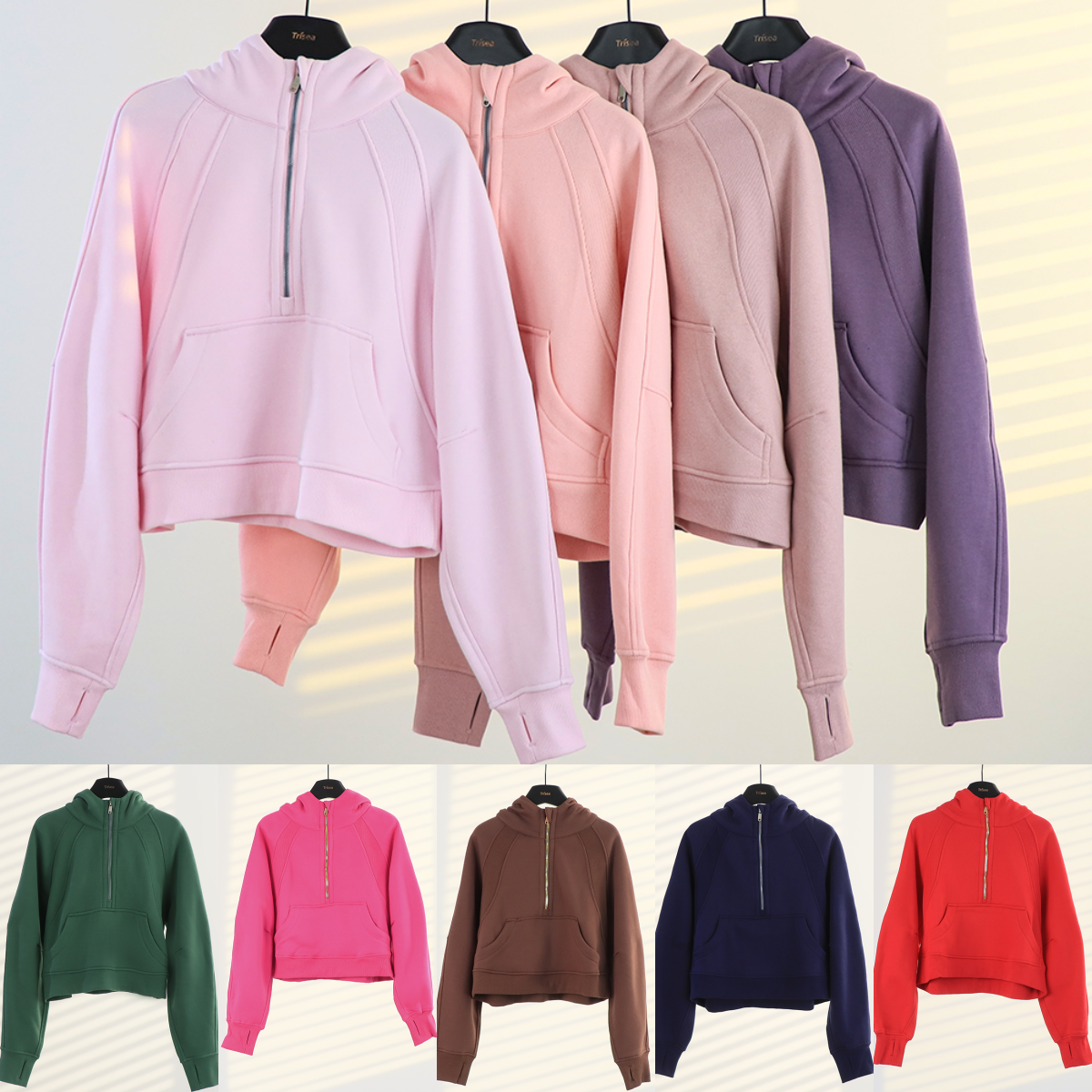 UU-L6728 Pull à capuche demi-pull femmes tricoté Joker haut court sport pull à capuche brodé lâche sport Fitness manteau