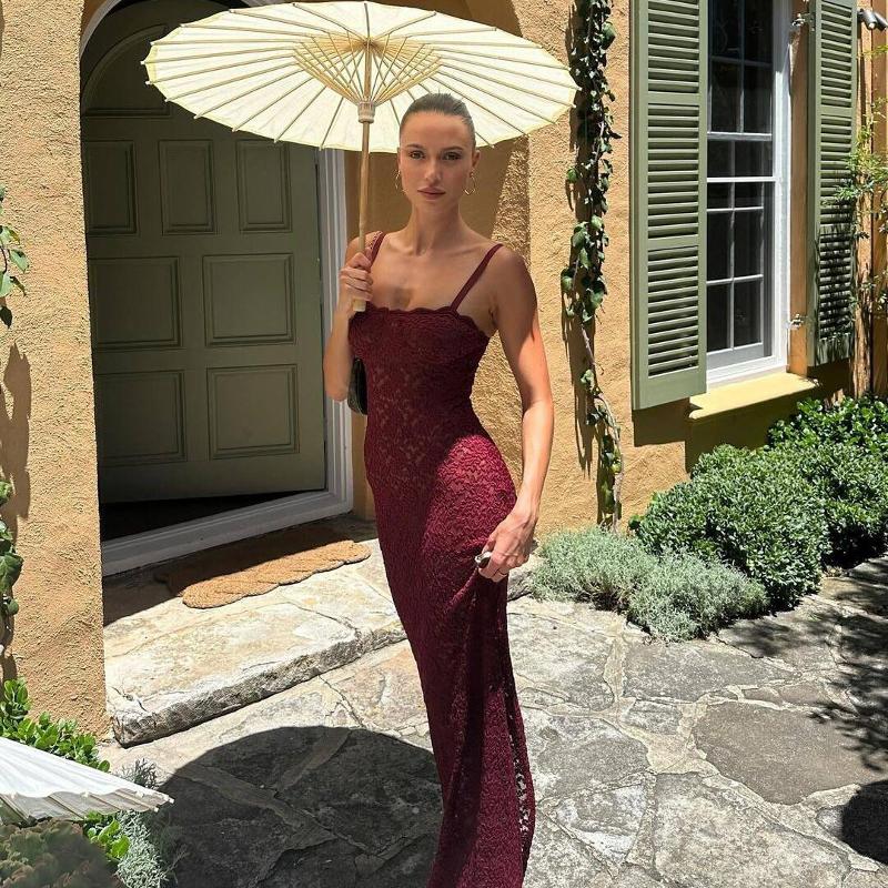 Women Sexy Sheer Lace Off Shoulder Bodycon Party Dress Sleeveless Slim Fit Evening Clubwear Black Wine Red S-XL