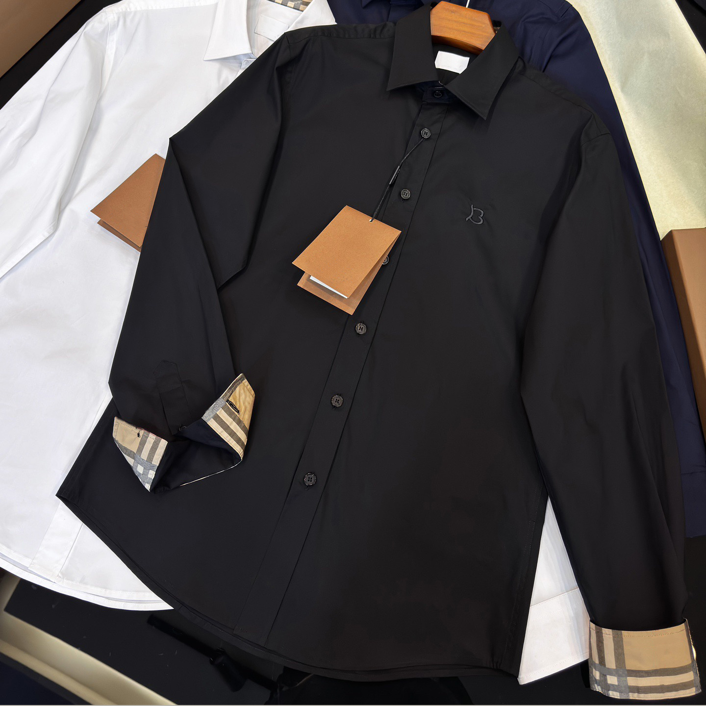 Designer merkkleding, hoogwaardig geborduurd geruit overhemd met lange mouwen voor heren, zakelijk casual overhemd met een hoog aantal katoenen, uni