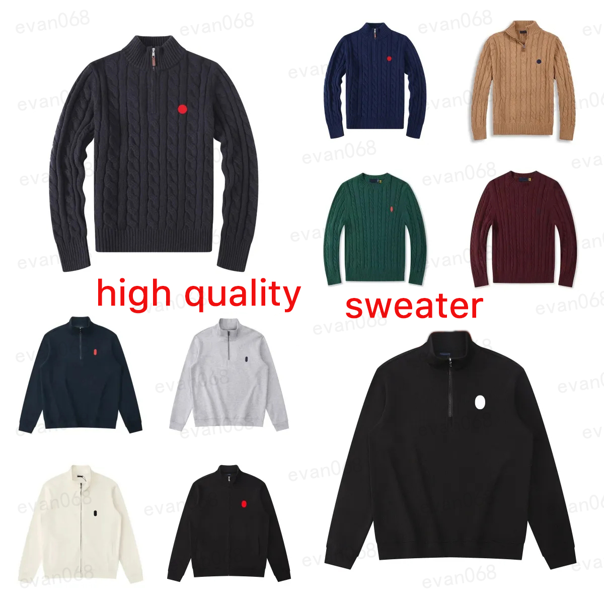 Cardigan Designer Half Zip polo Sweaters Wool Casual High Quality Pull Men and Women Embroidery Polo Crew Neck sweater Winter Long Sleeve Sweatshirt