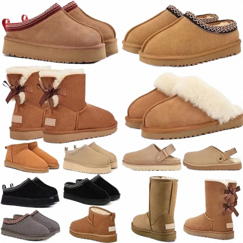designer boots womens Tazz slippers tasman fur slides platform booties winter boot snow boots mustard eed Chestnut Sand Slides Sheepskin snow warm B