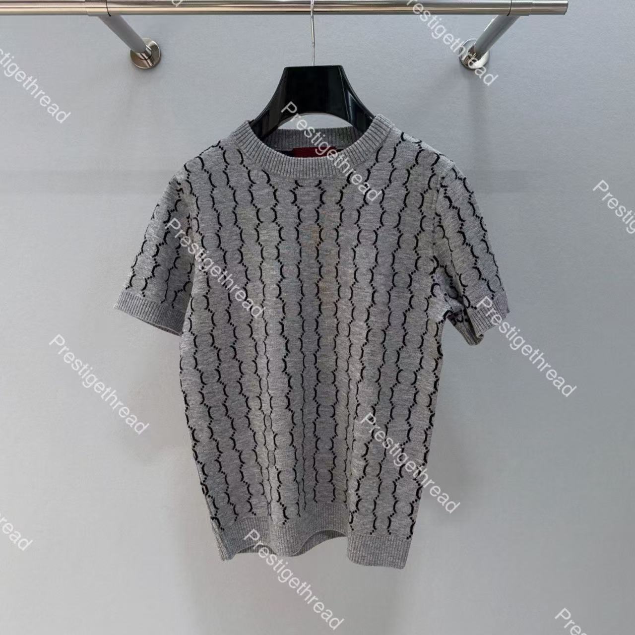 Designer High-Quality Women's Knits & Tees Summer Classic Letter Monogram All-Over Print Logo Knit Short Sleeve Reversible