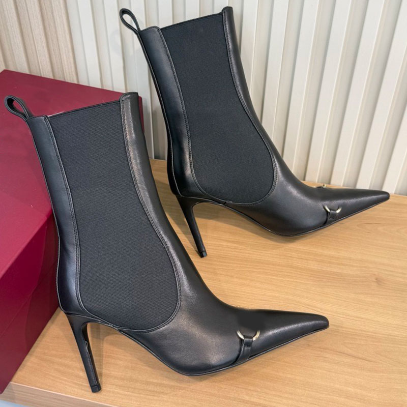 Womens Donna bootie designer horsebit boots womens boots high quality calf leather upper soft comfortable leather lining pointed boots classic brand