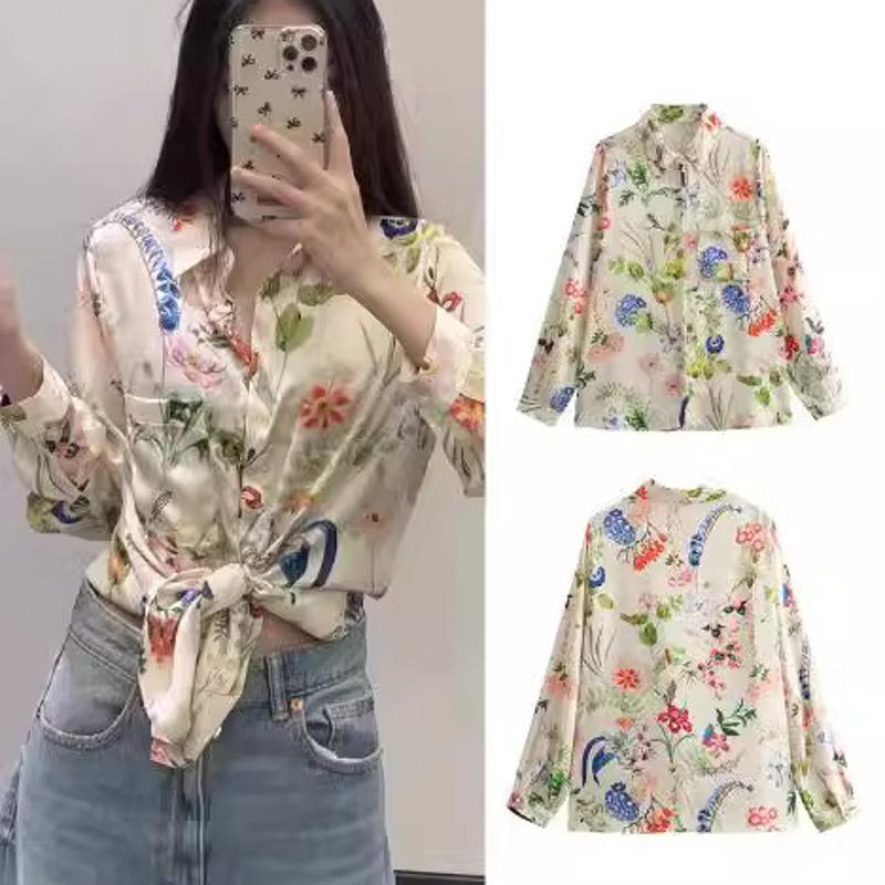 Chemisier à revers à manches longues pour femmes, imprimé Floral, coupe ample, décontracté, élégant, haut, nouvelle collection été 2026